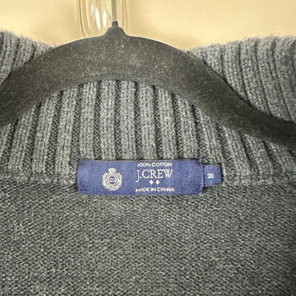 J.Crew Cobalt Gray Cotton Mock Neck Button Sweater Mens M Ribbed Collar Pullover - Picture 6 of 7
